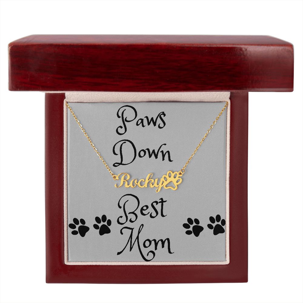 Paw Print Name Necklace - Paws Down Best Mom