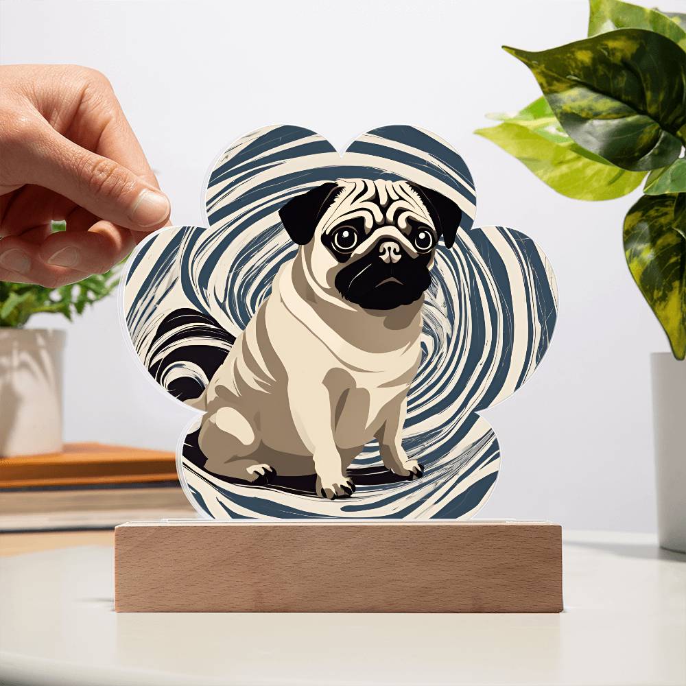 Pug Paw Print Acrylic Plaque