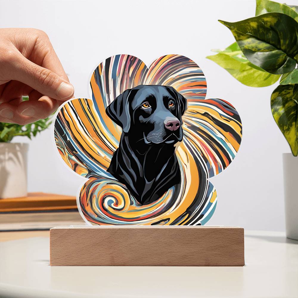 Black Lab Paw Print Acrylic Plaque