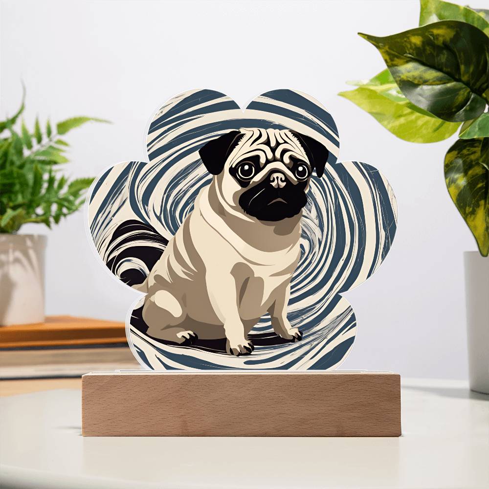 Pug Paw Print Acrylic Plaque