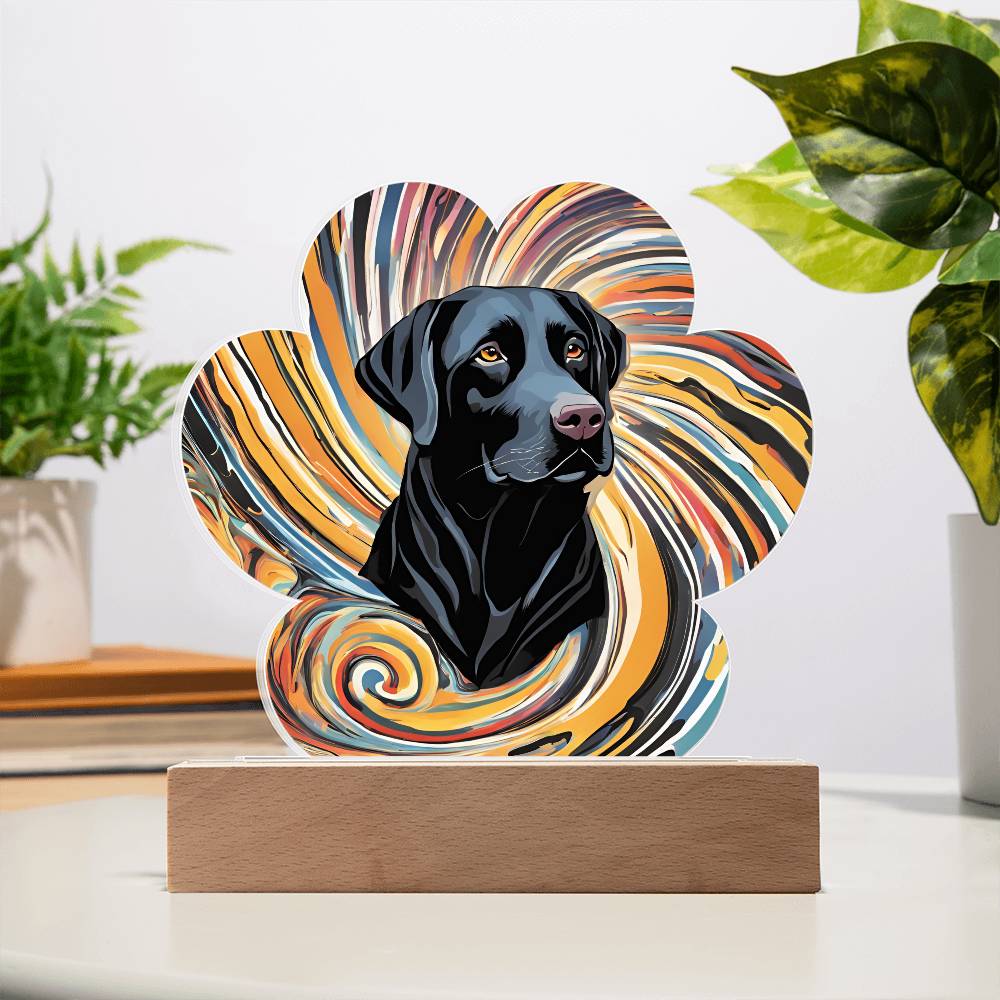 Black Lab Paw Print Acrylic Plaque