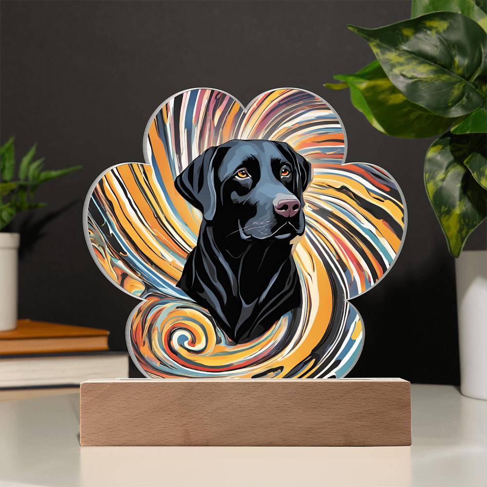 Black Lab Paw Print Acrylic Plaque