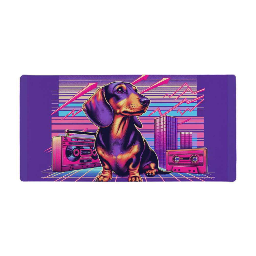 Dachshund Desk Mat - Synthwave