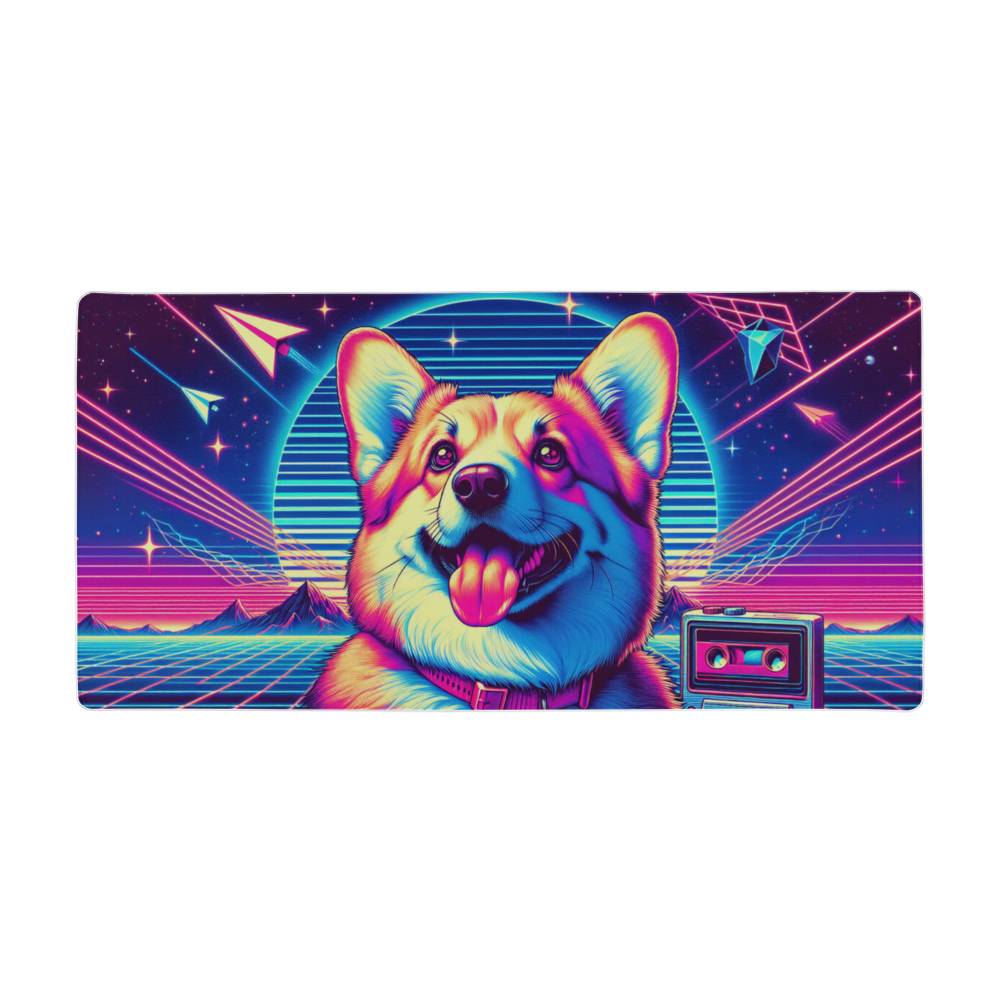 Corgi Desk Mat - Synthwave