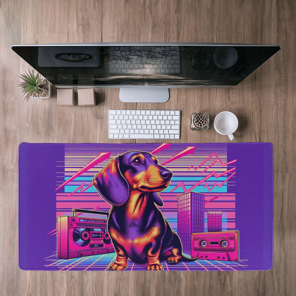 Dachshund Desk Mat - Synthwave