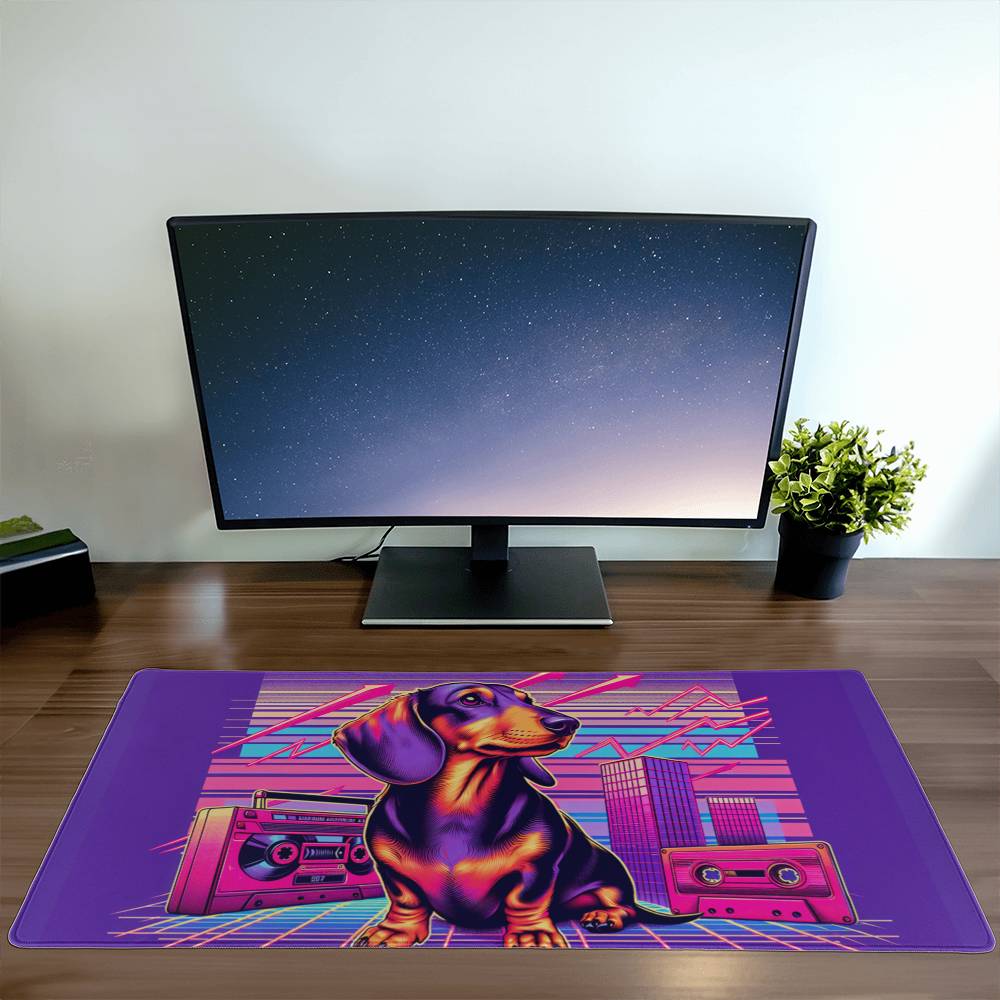 Dachshund Desk Mat - Synthwave