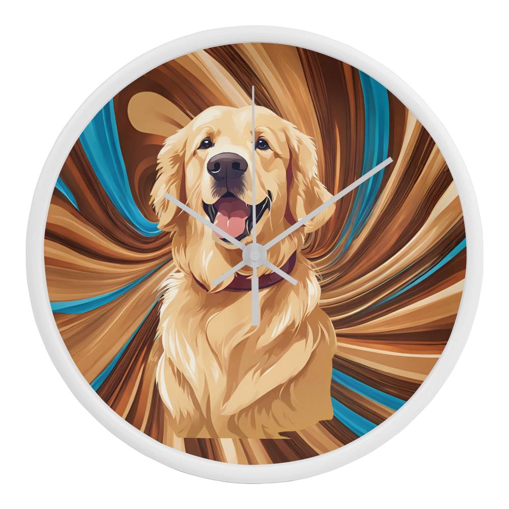 Golden Retriever Clock - Swirl