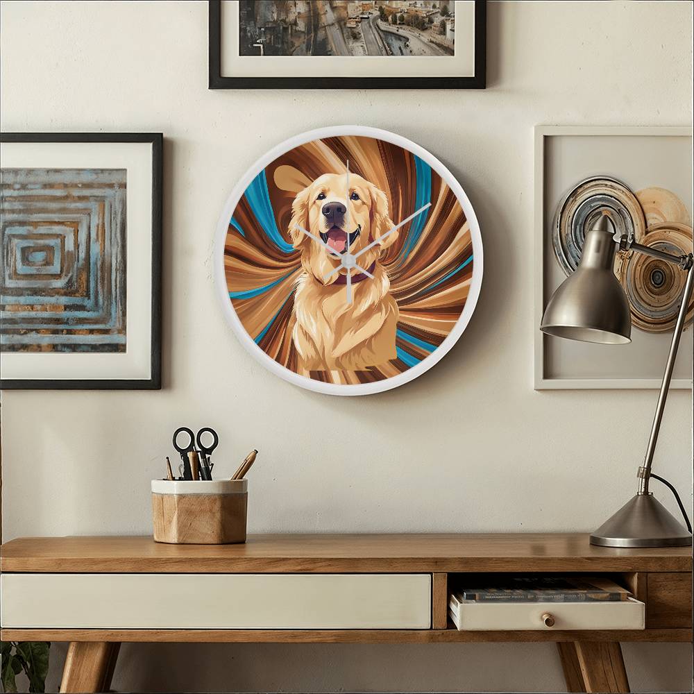 Golden Retriever Clock - Swirl