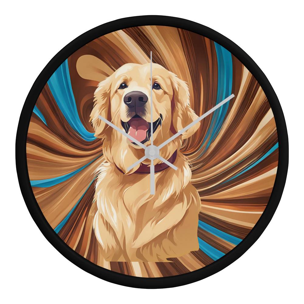 Golden Retriever Clock - Swirl