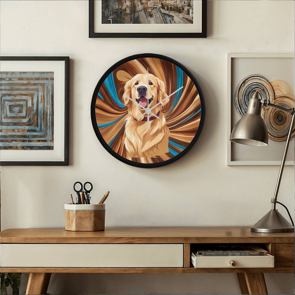 Golden Retriever Clock - Swirl