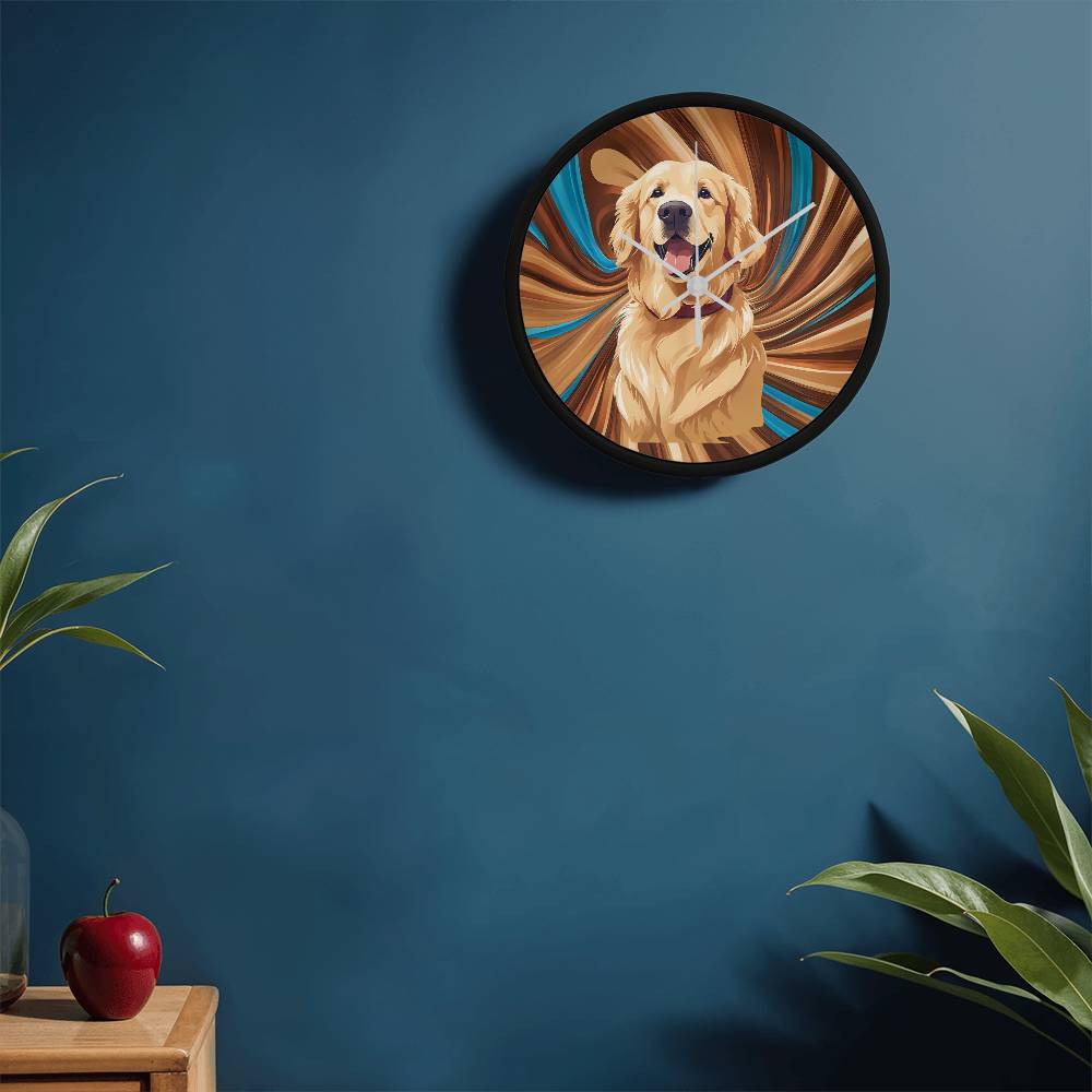 Golden Retriever Clock - Swirl