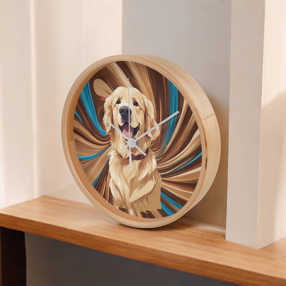 Golden Retriever Clock - Swirl