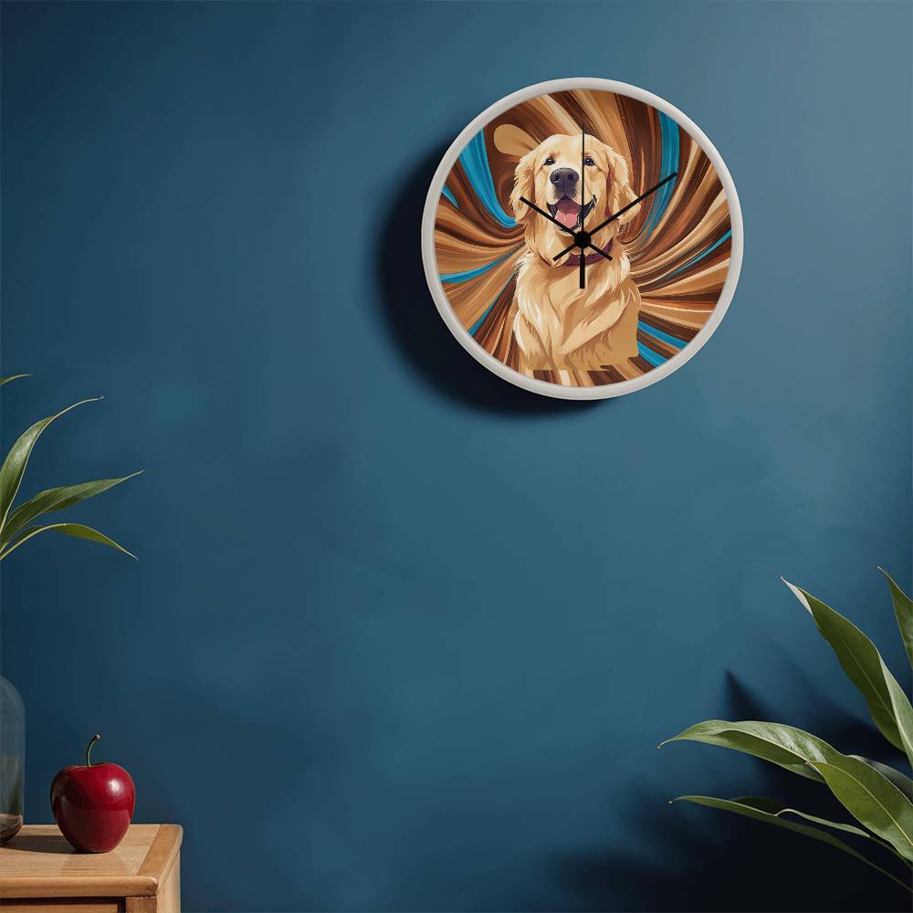 Golden Retriever Clock - Swirl