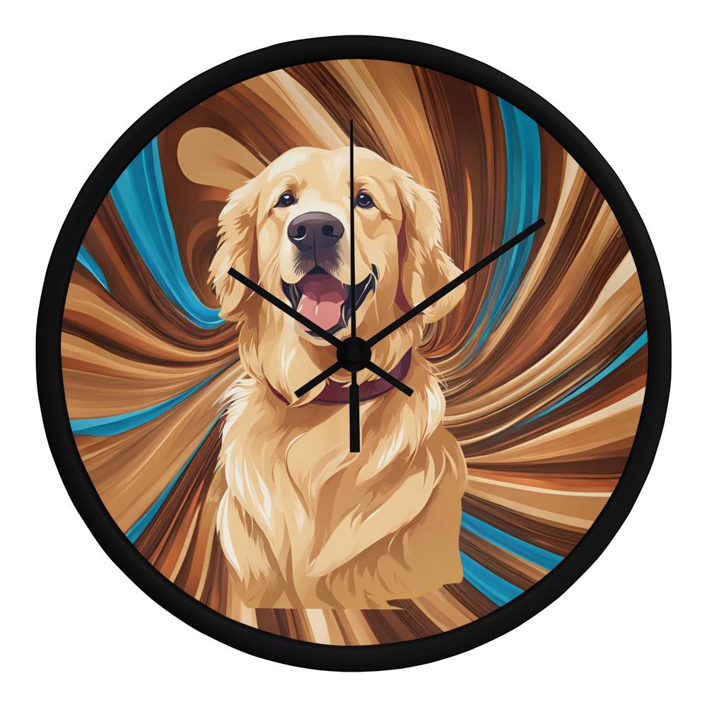 Golden Retriever Clock - Swirl