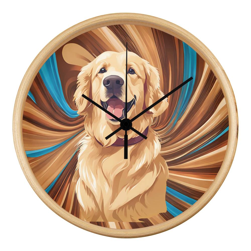 Golden Retriever Clock - Swirl