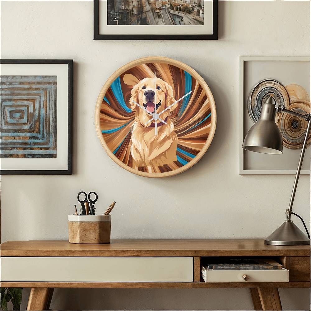 Golden Retriever Clock - Swirl