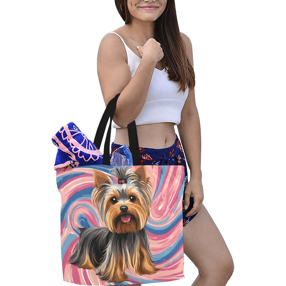 Yorkie Canvas Tote Bag - Swirl