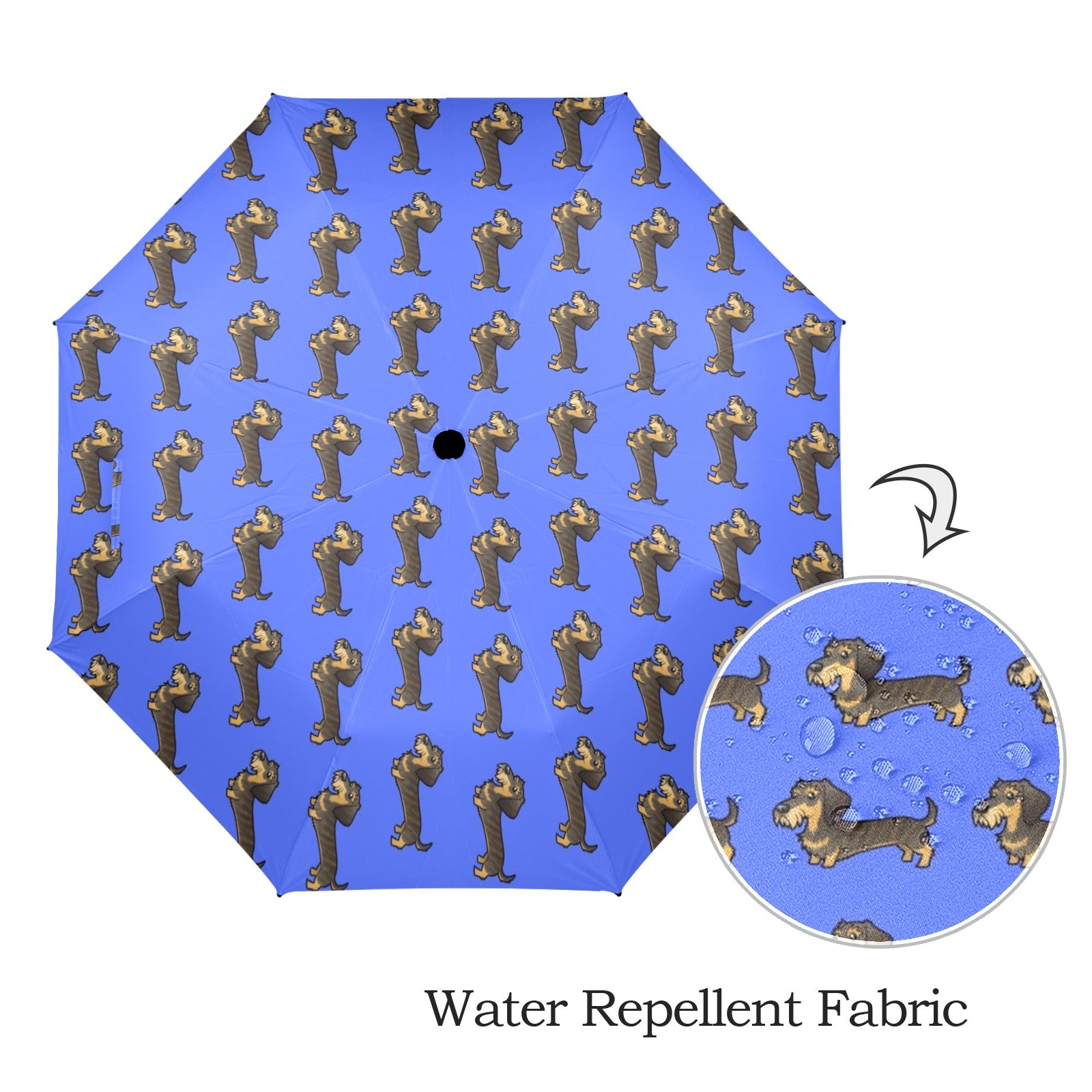 Wire Haired Dachshund Umbrella - Blue