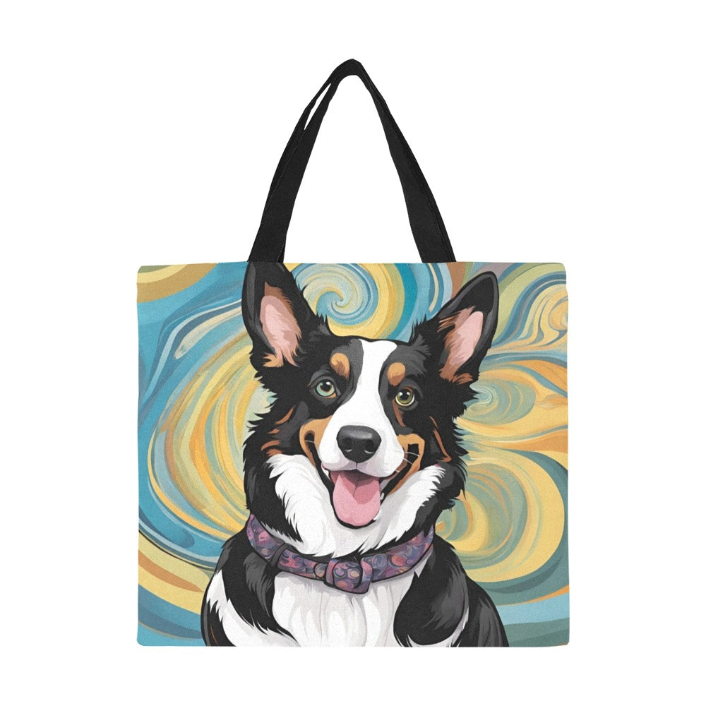 Corgi Canvas Tote Bag - Cardigan Swirl