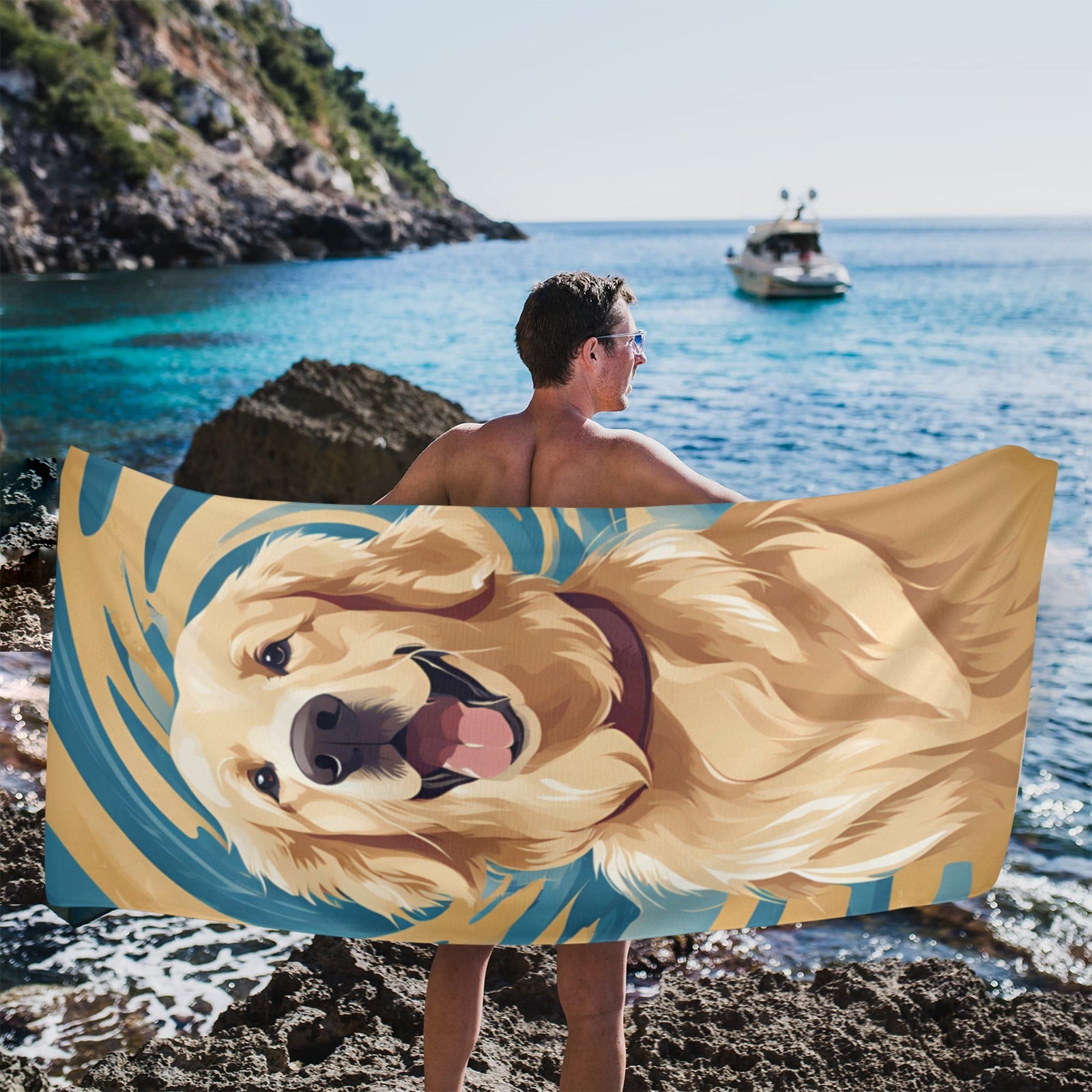 Golden Retriever Beach Towel - Swirl