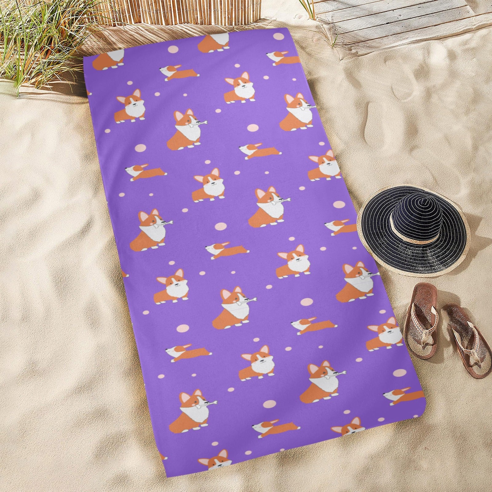 Corgi Beach Towel - Cartoon