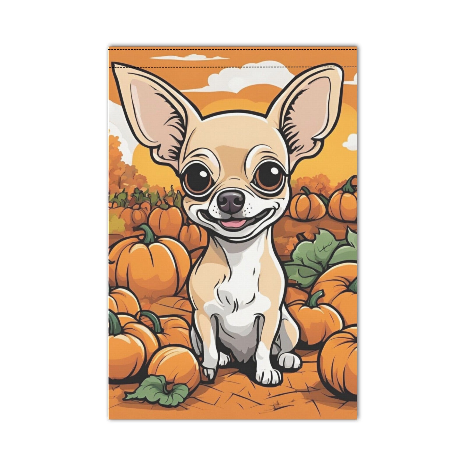 Chihuahua & Pumpkins Garden Flag