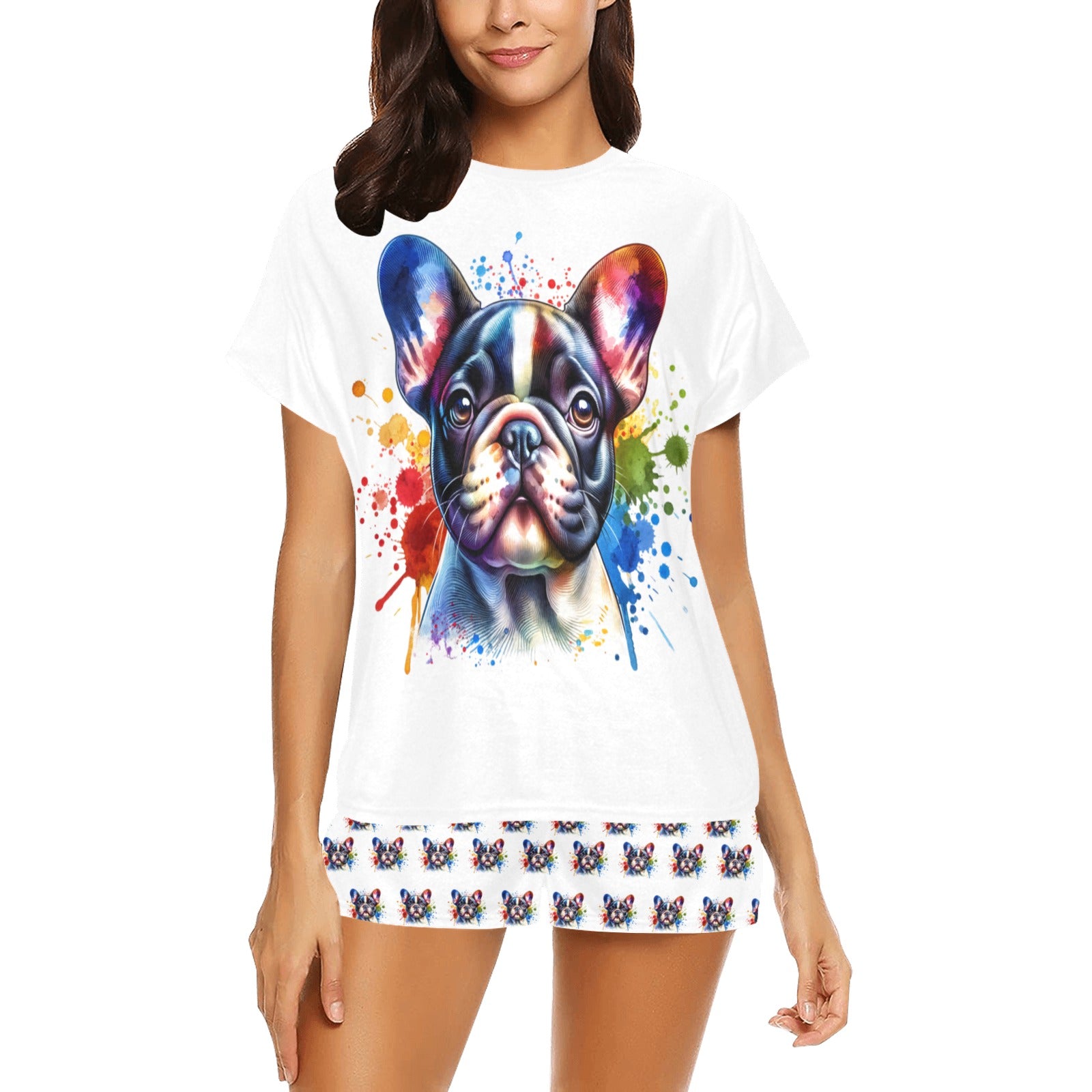 2 Piece French Bulldog PJ Set - Watercolor