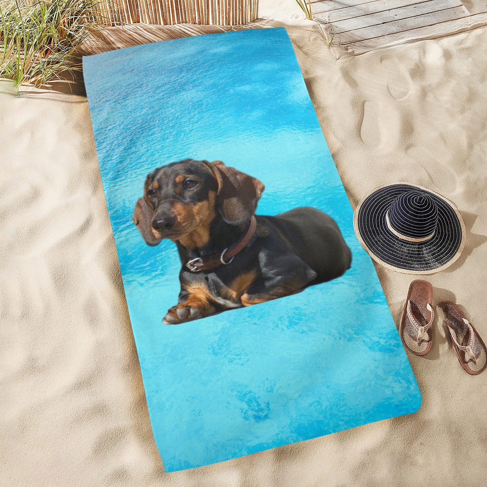 Dachshund Beach Towel - Blue