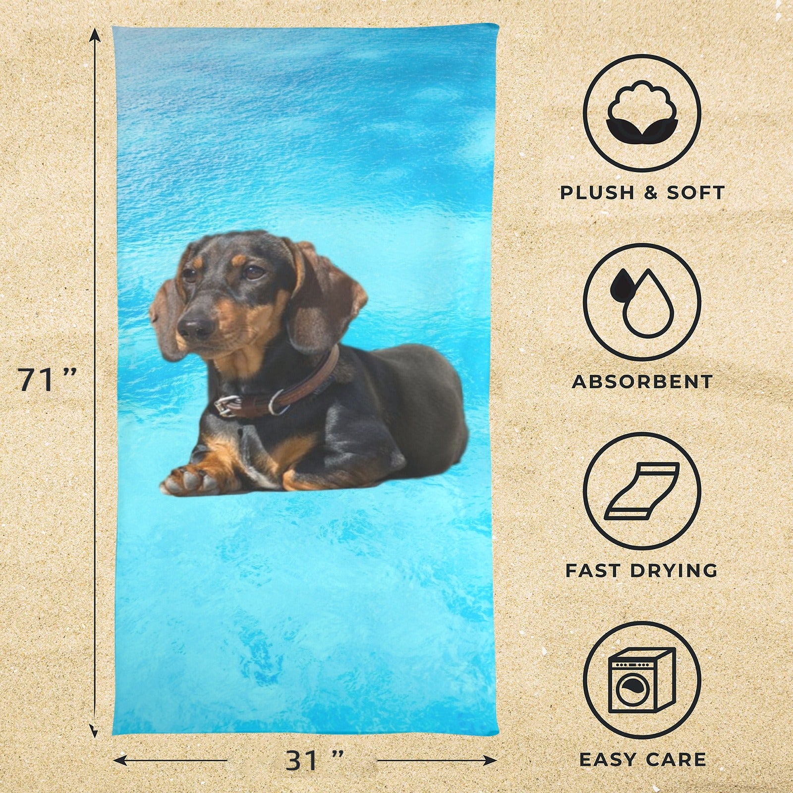 Dachshund Beach Towel - Blue