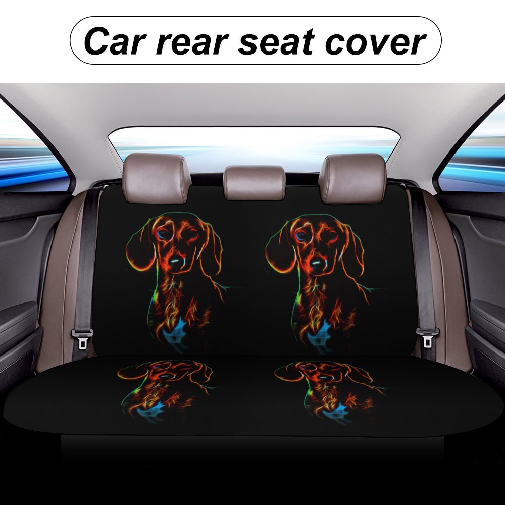 Colorful Dachshund Rear Car Seat Cover