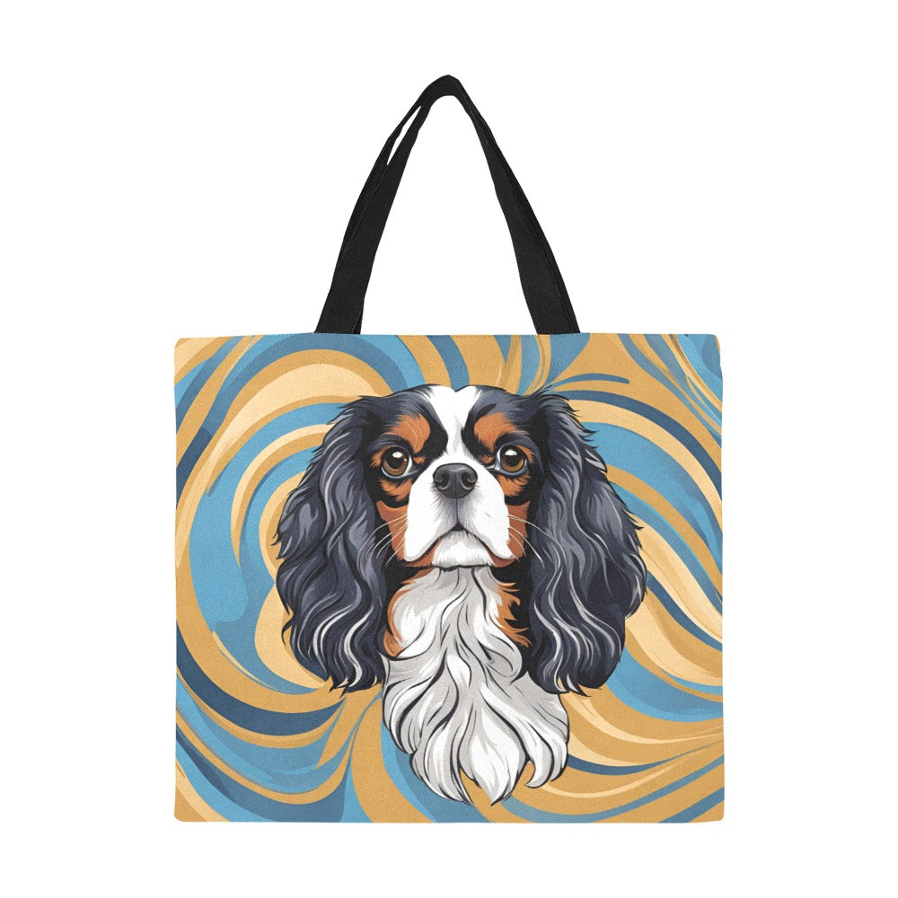 Tri Cavalier King Charles Spaniel Canvas Tote Bag - Swirl