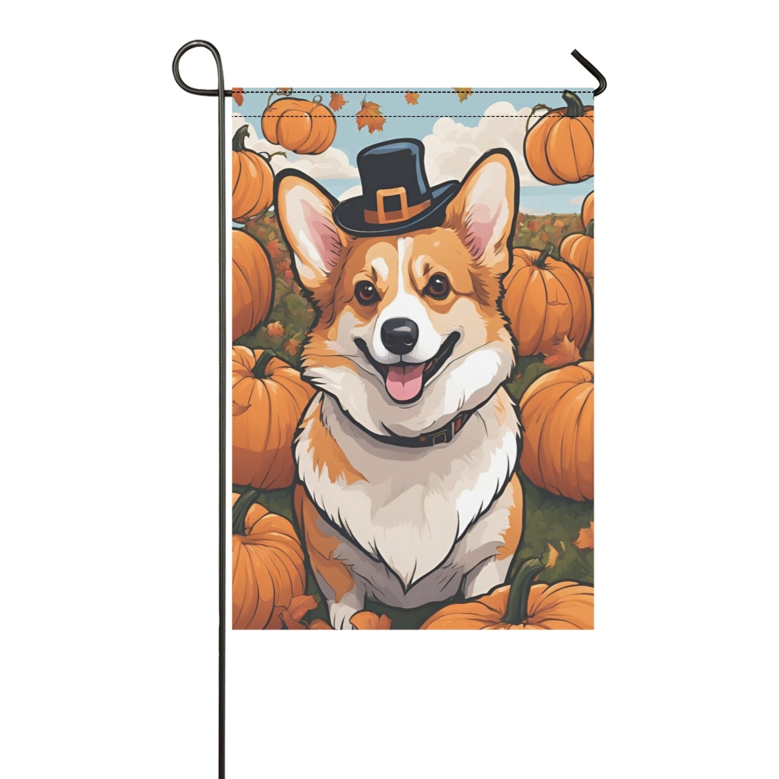 Corgi & Pumpkins Garden Flag