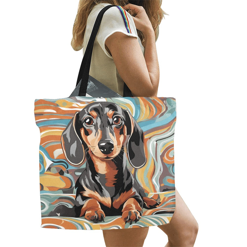 Dachshund Canvas Tote Bag - Swirl