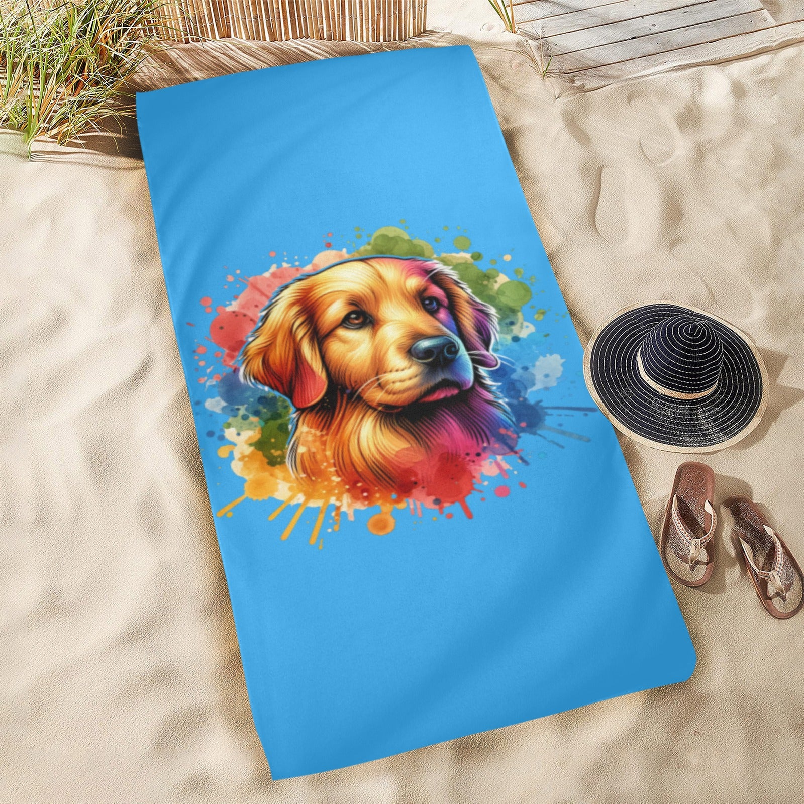 Golden Retriever Beach Towel - Watercolor