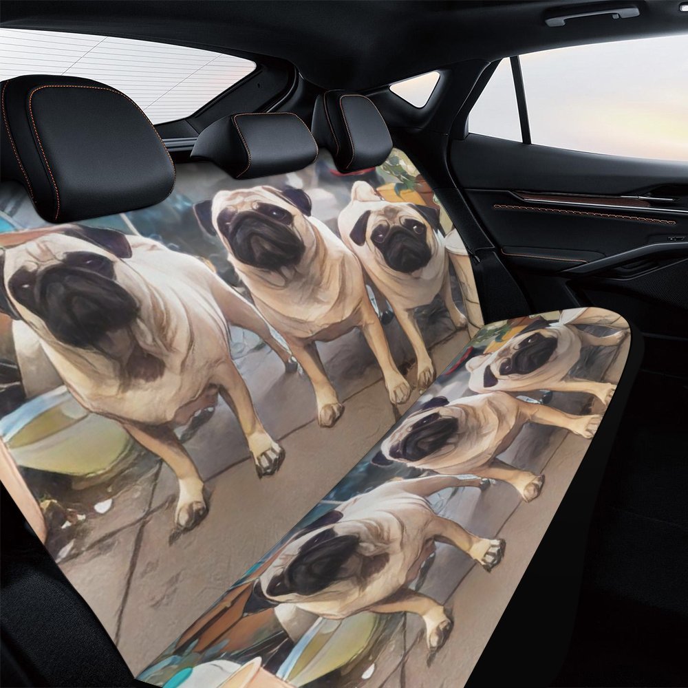 3 Pugs Rear Car Seat Cover