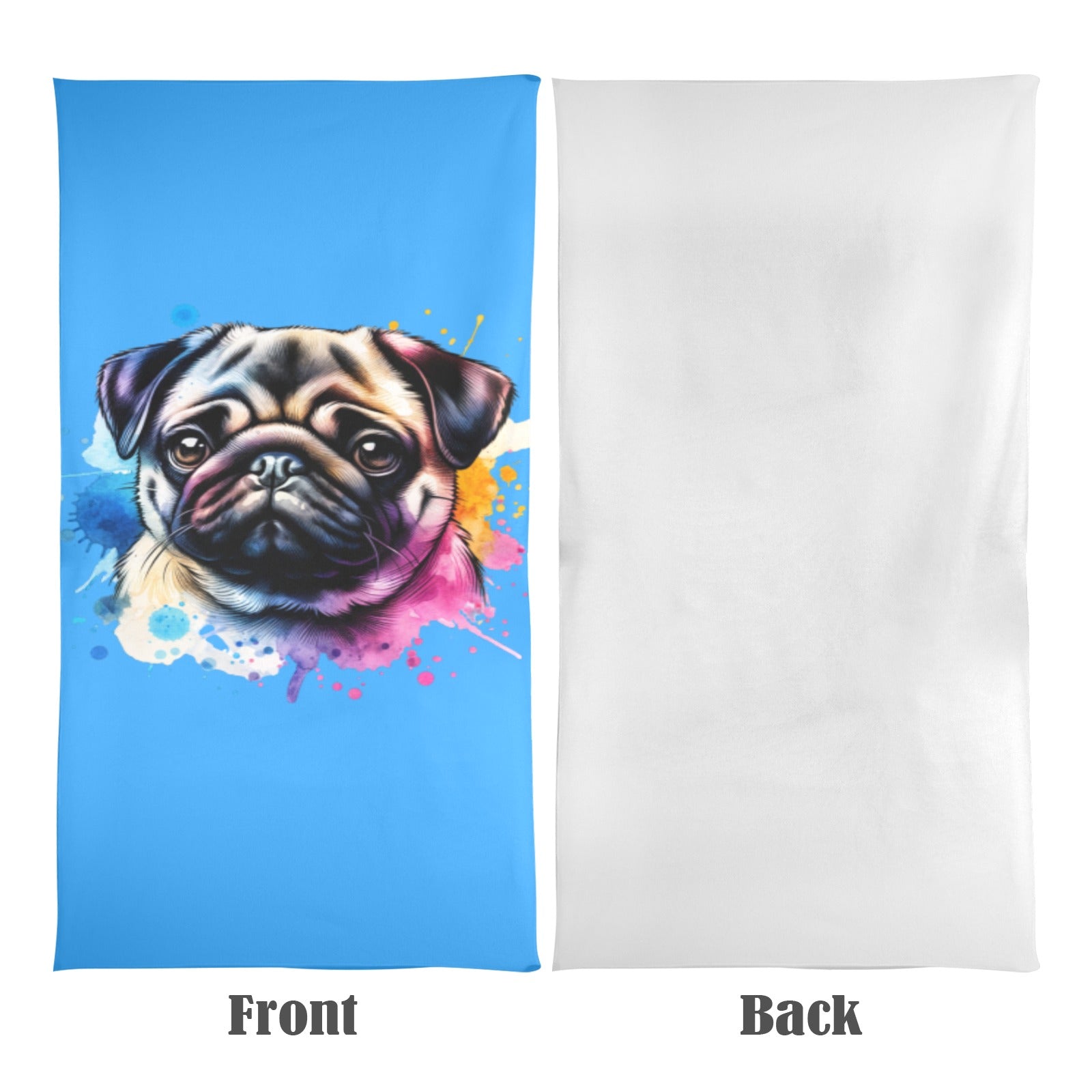 Pug Beach Towel - Watercolor