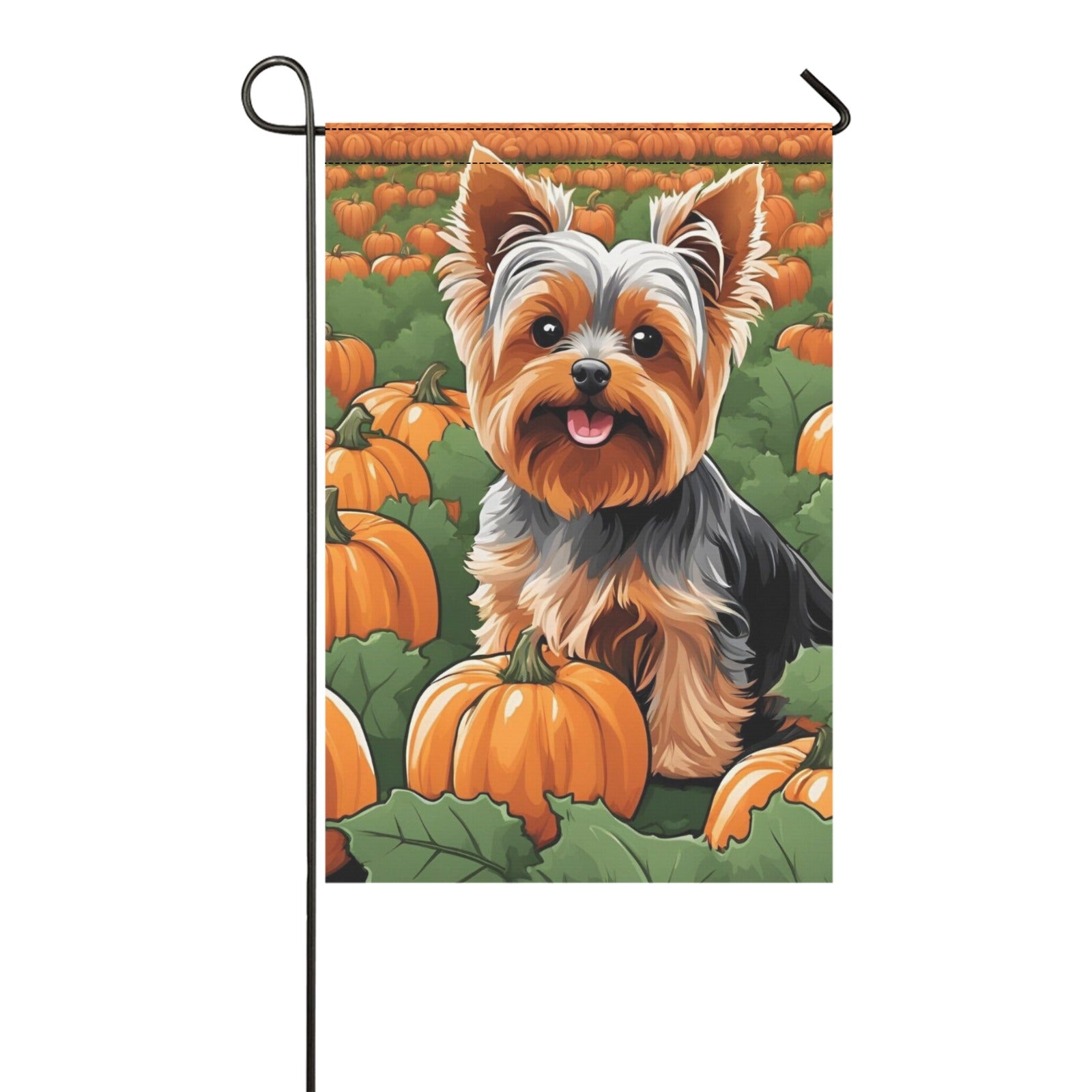 Yorkie & Pumpkins Garden Flag