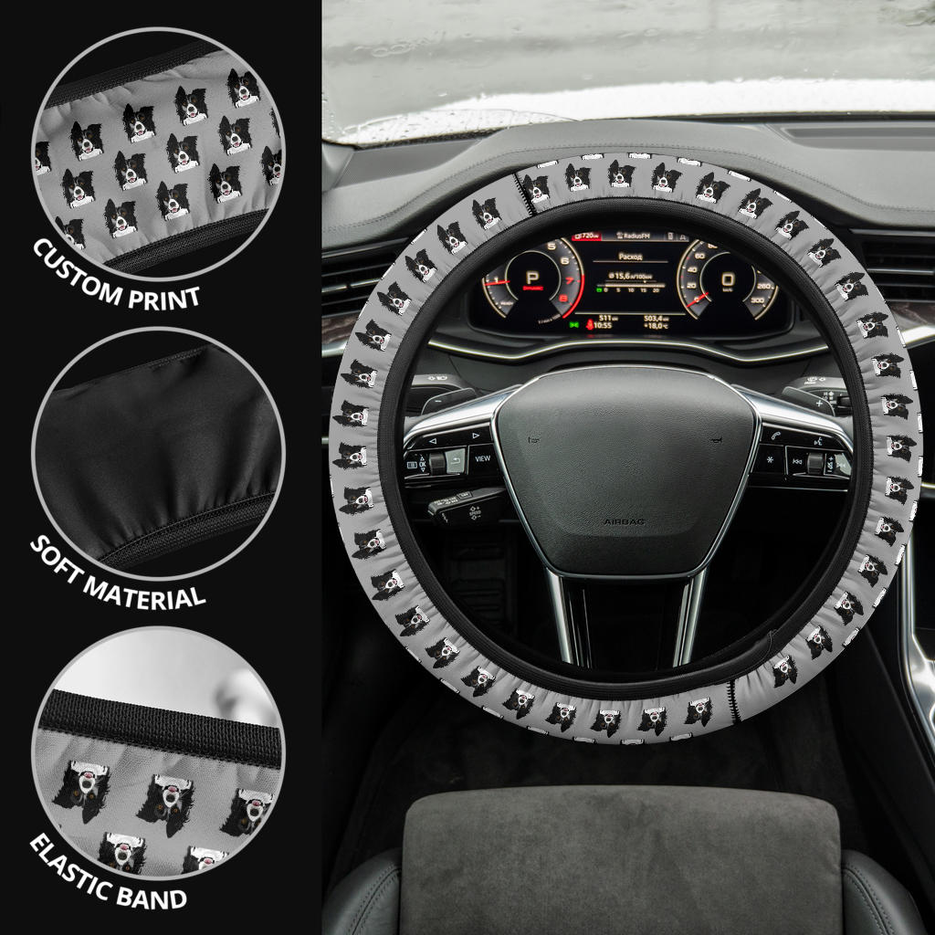 Border Collie Steering Wheel Cover - PP