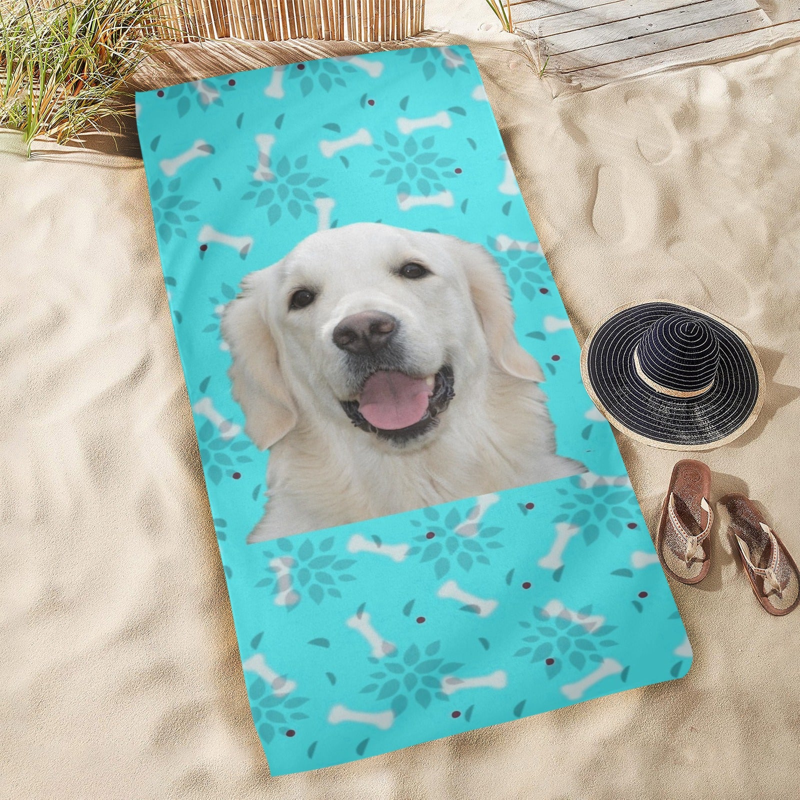 Golden Retriever Beach Towel - Cream