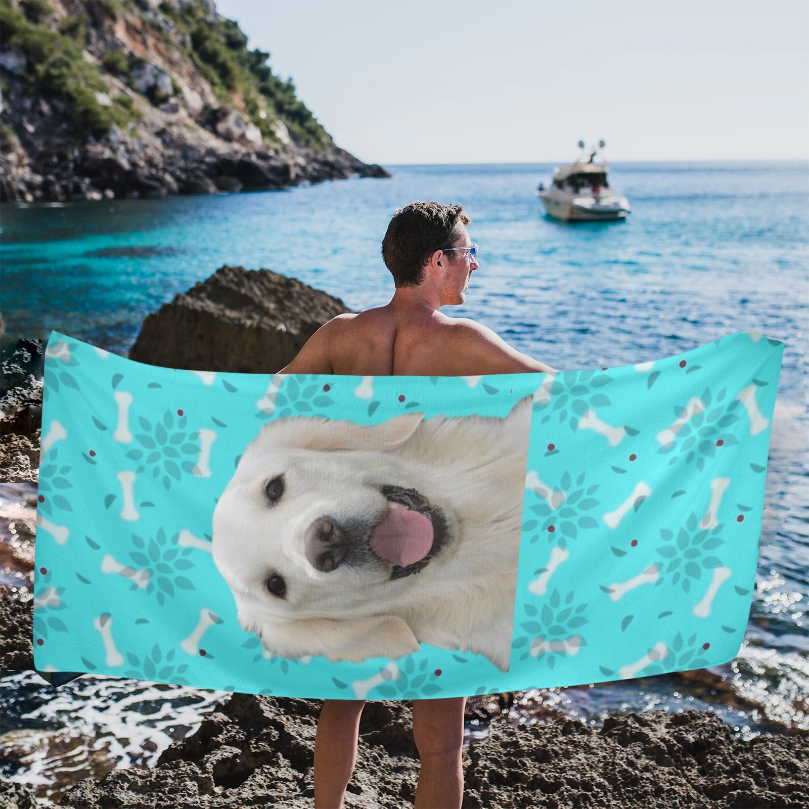 Golden Retriever Beach Towel - Cream