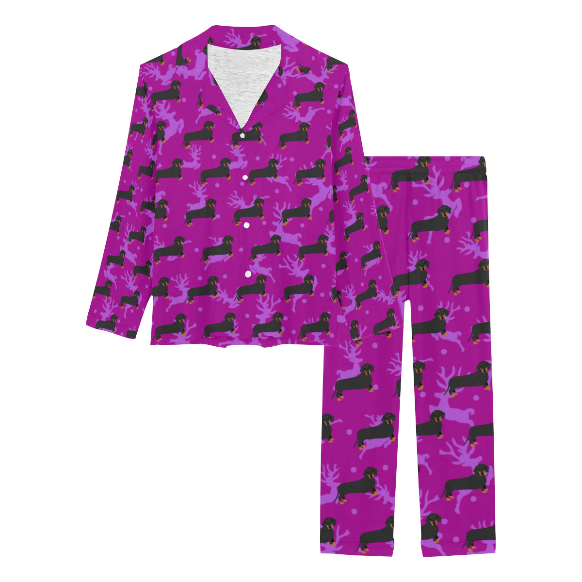 2 Piece Dachshund Long PJ Set - Holiday