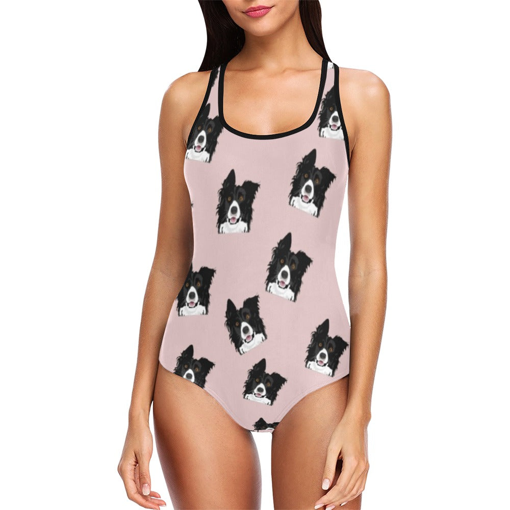 Border Collie Bathing Suit - Pink
