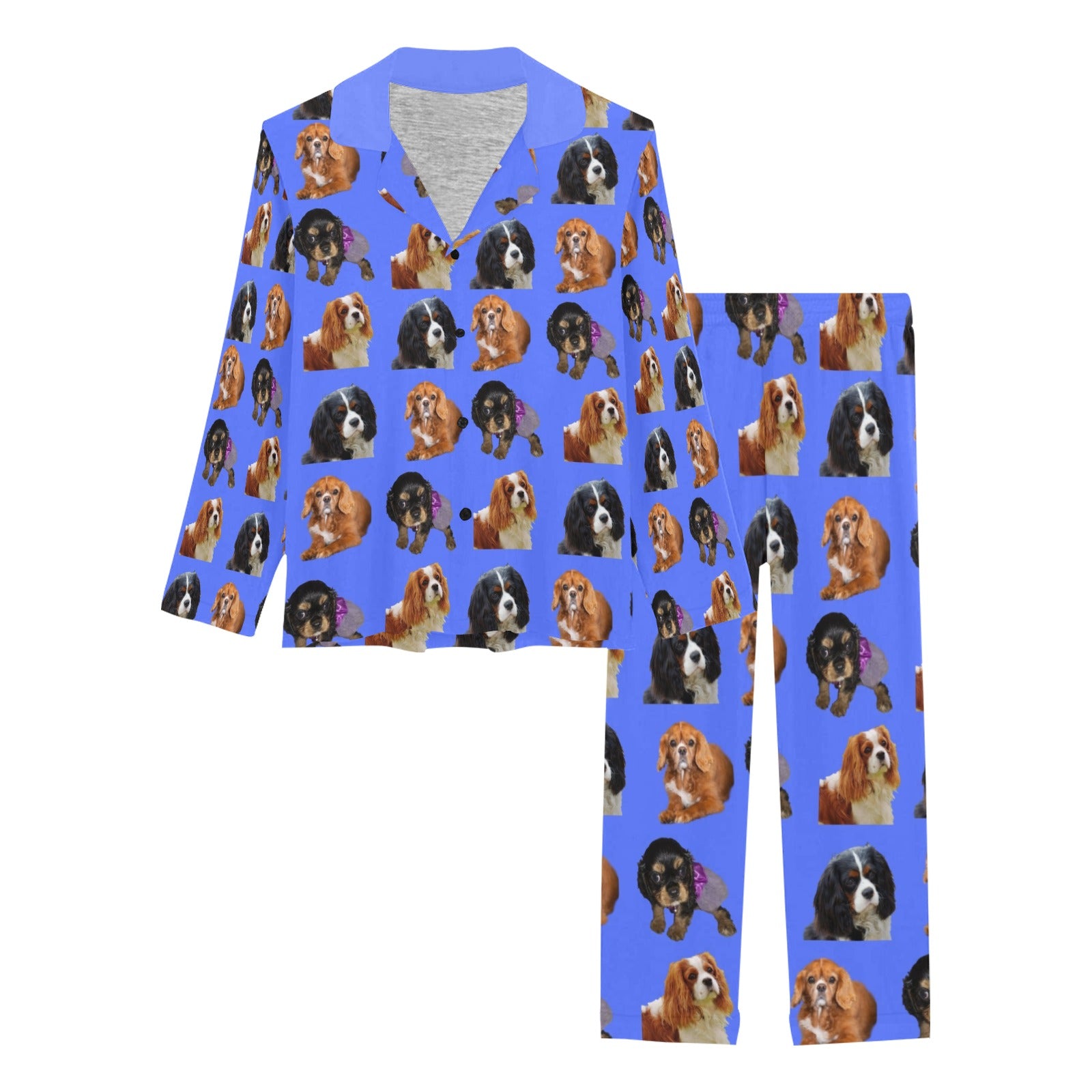 2 Piece Cavalier King Charles Spaniel Long PJ Set - All Cavs