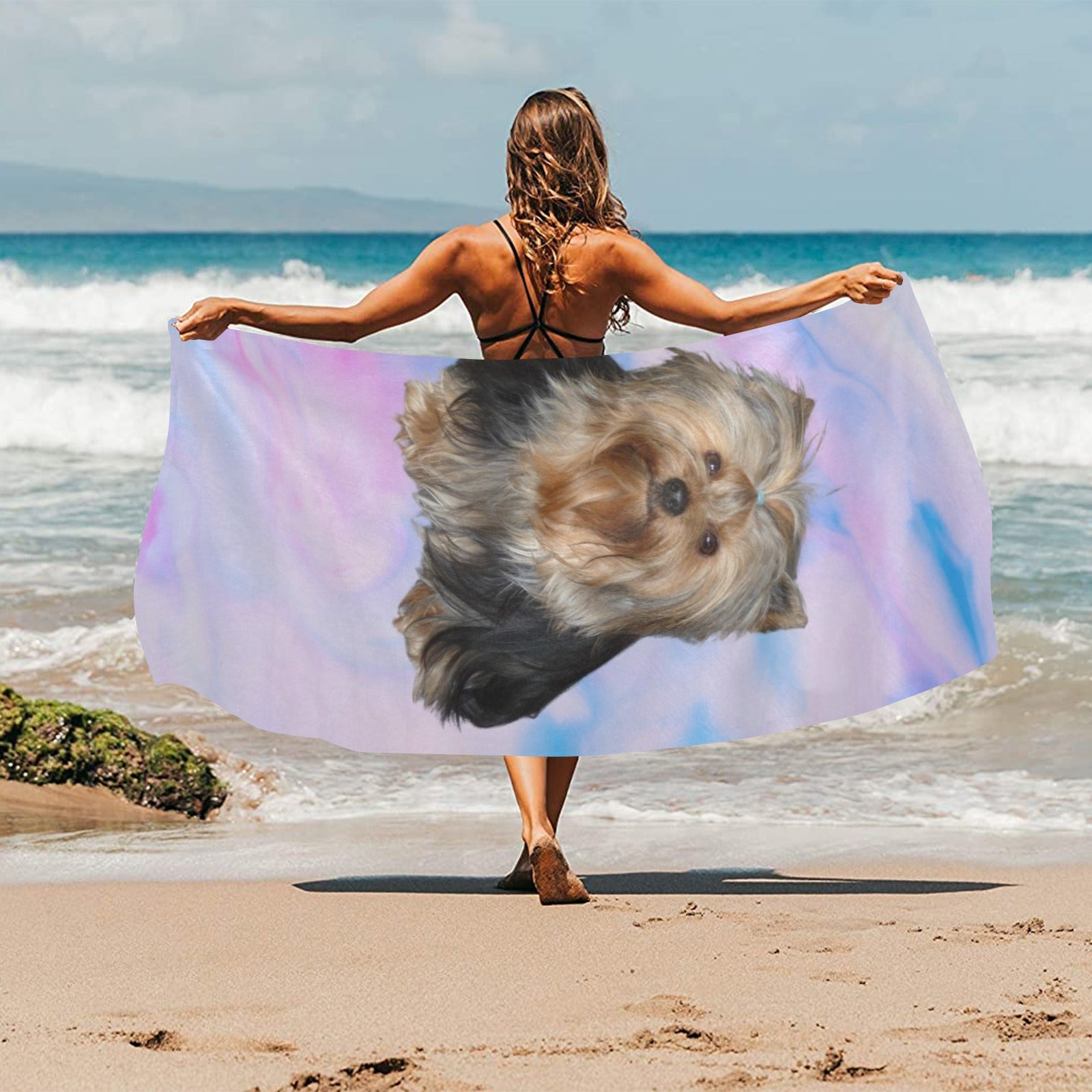 Yorkie Beach Towel - Candy 3