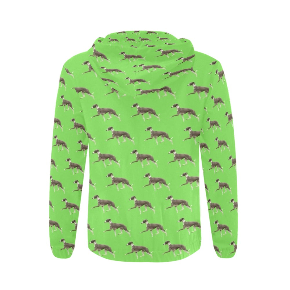 Italian Greyhound Zip Up Hoodie - Men's Green