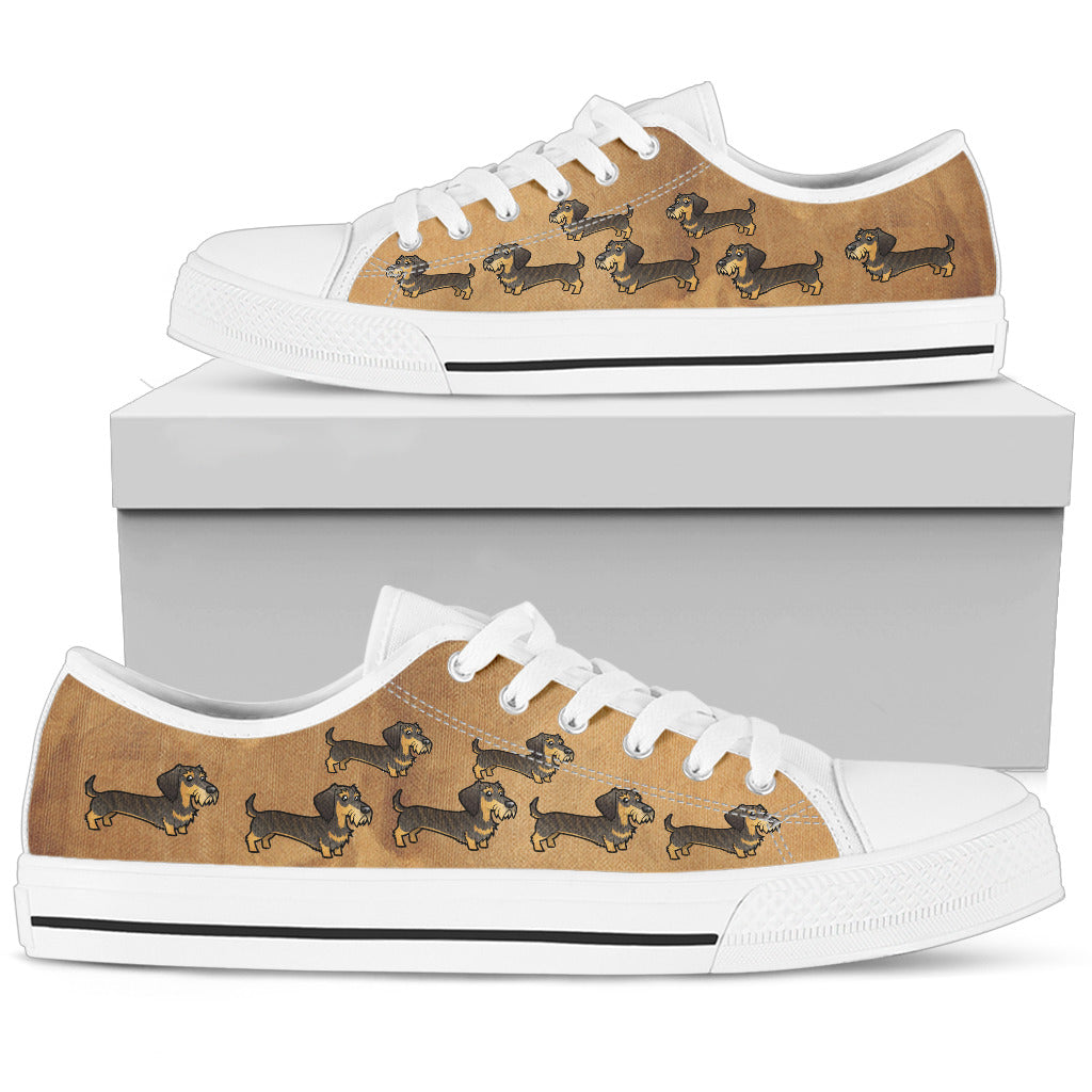 Cartoon Wire Haired Dachshund High Tops - Black