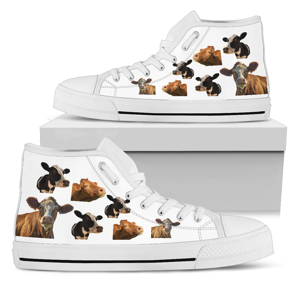 Cow Canvas Shoes - White