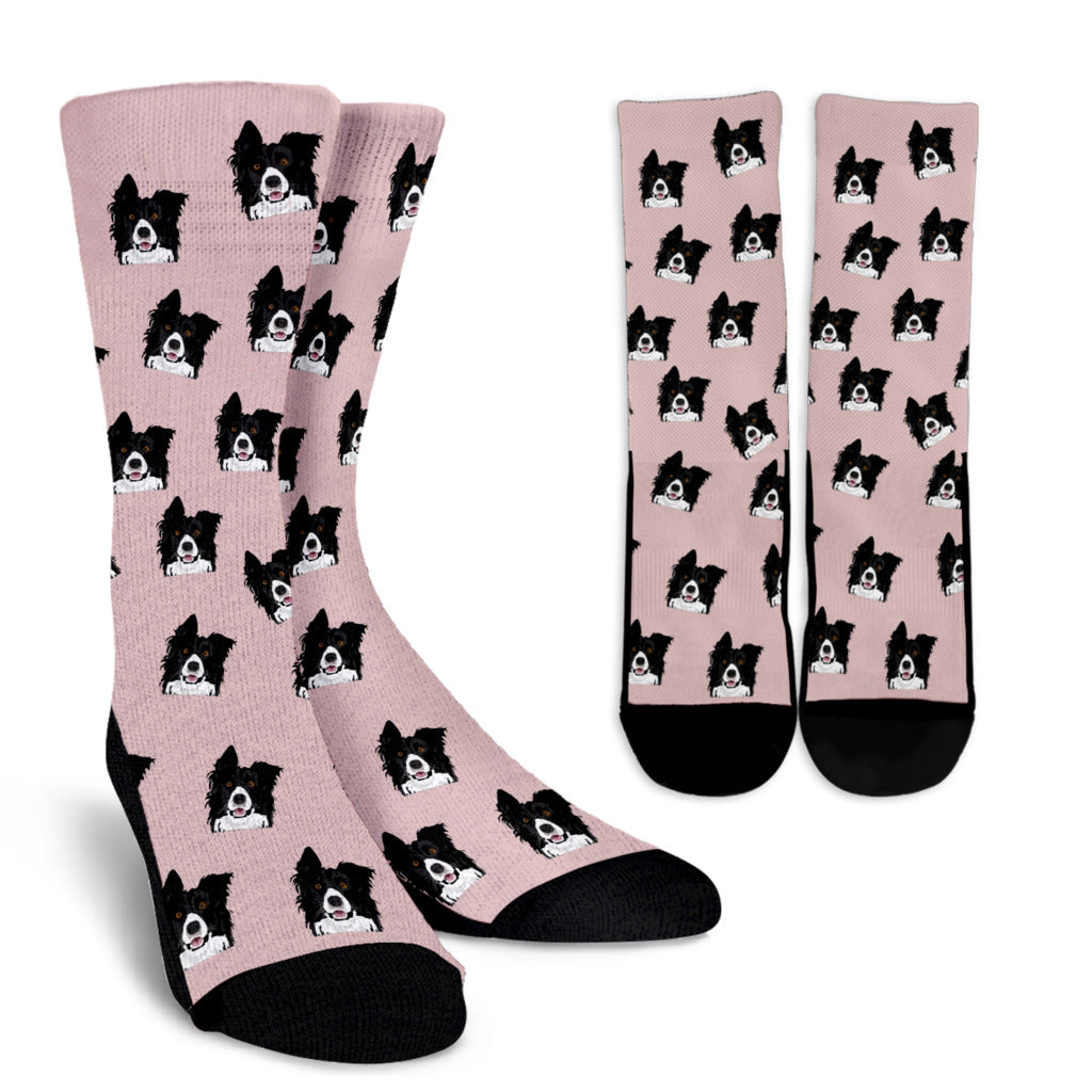 Border Collie Socks - Grey or Pink