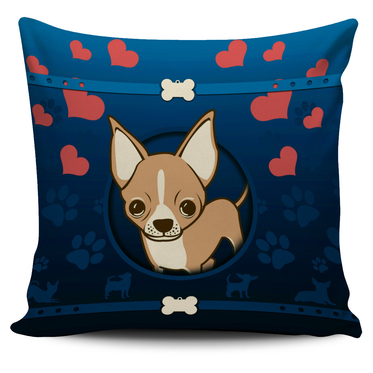 Chihuahua Blue Pillow Case