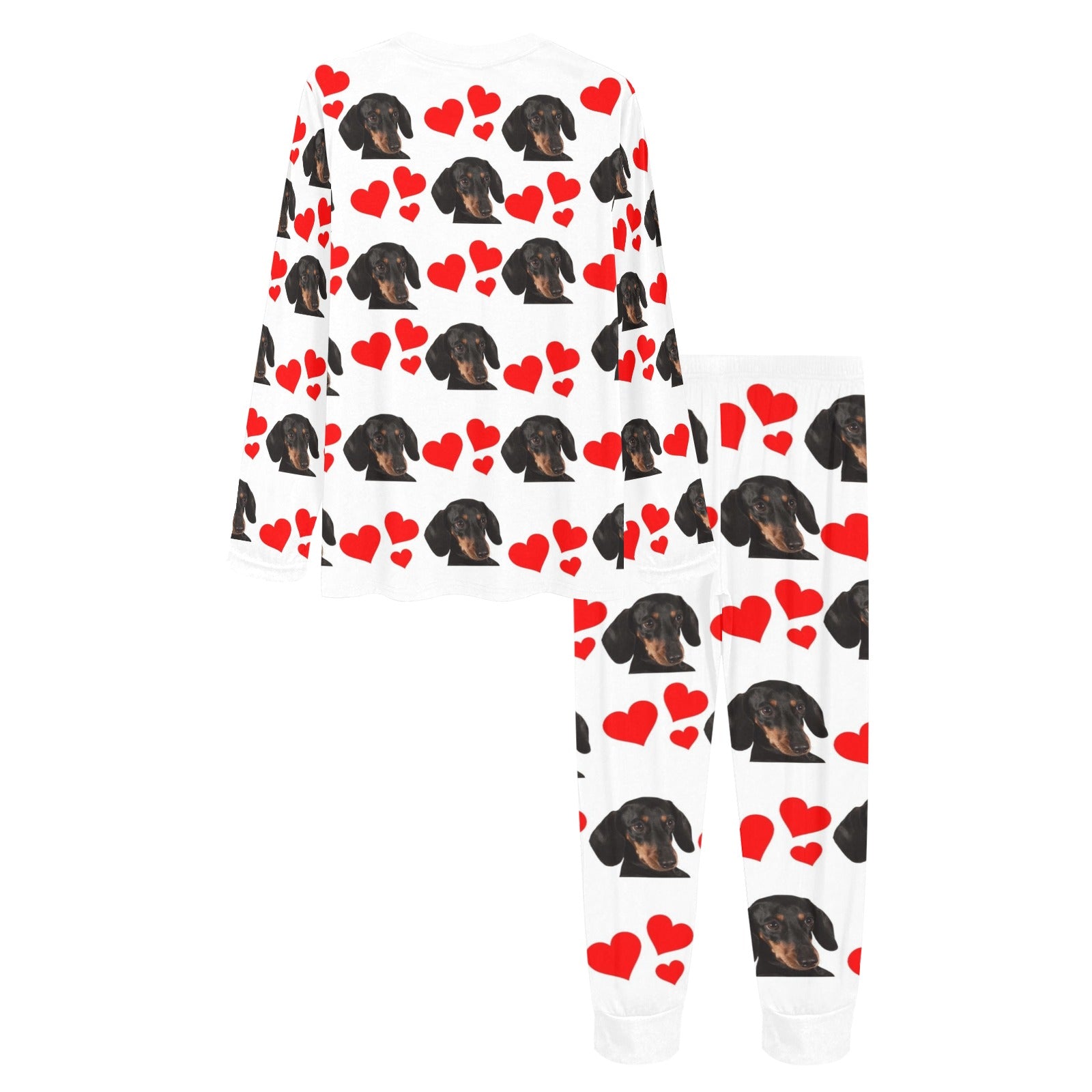 2 Piece Dachshund Hearts Long Tee Pajama Set